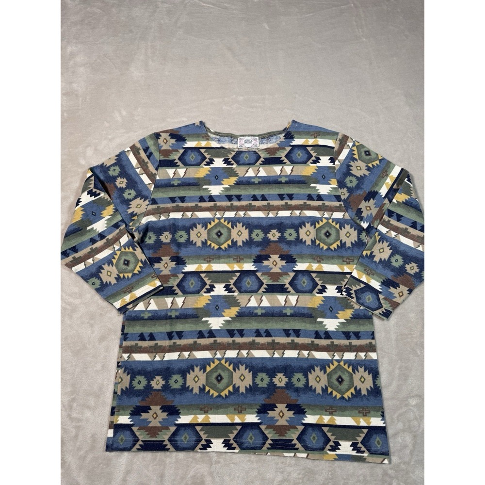 Vintage 80s Ashley Brent AZTEC Southwestern 3/4 Sleeve Pullover Top M-L Shirt